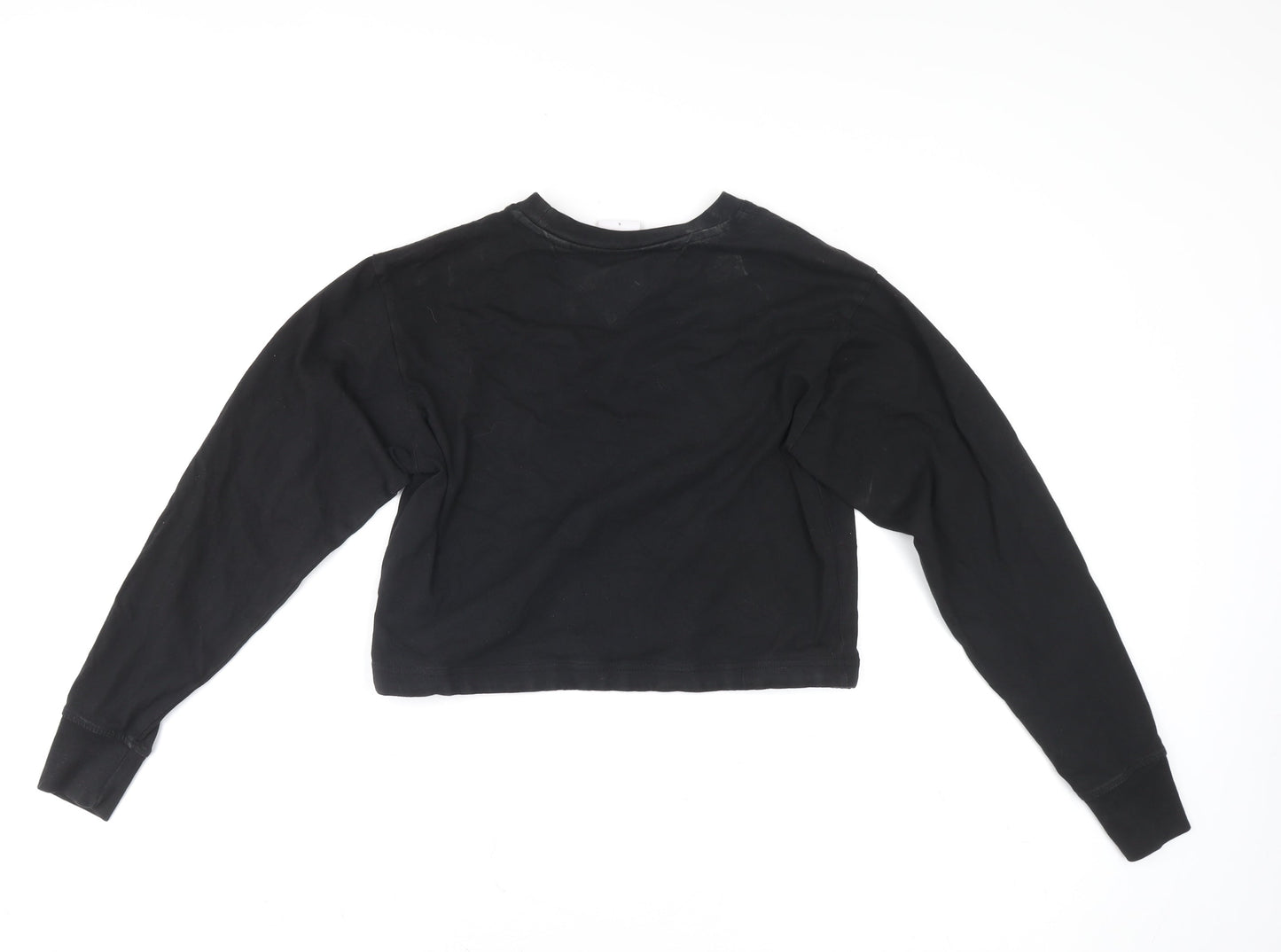 Tommy Jeans Womens Black Cropped Long Sleeve Cotton T-Shirt S