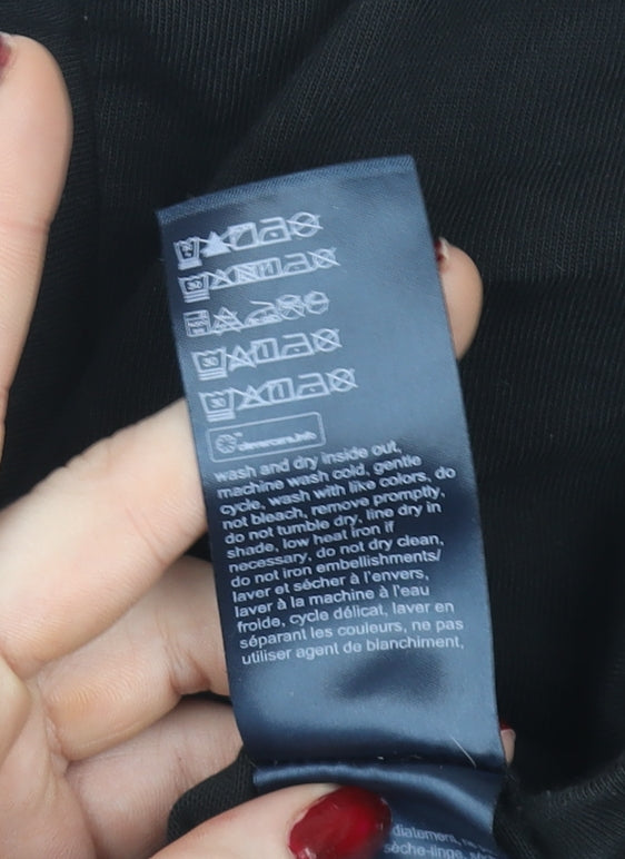 Tommy Jeans Womens Black Cropped Long Sleeve Cotton T-Shirt S