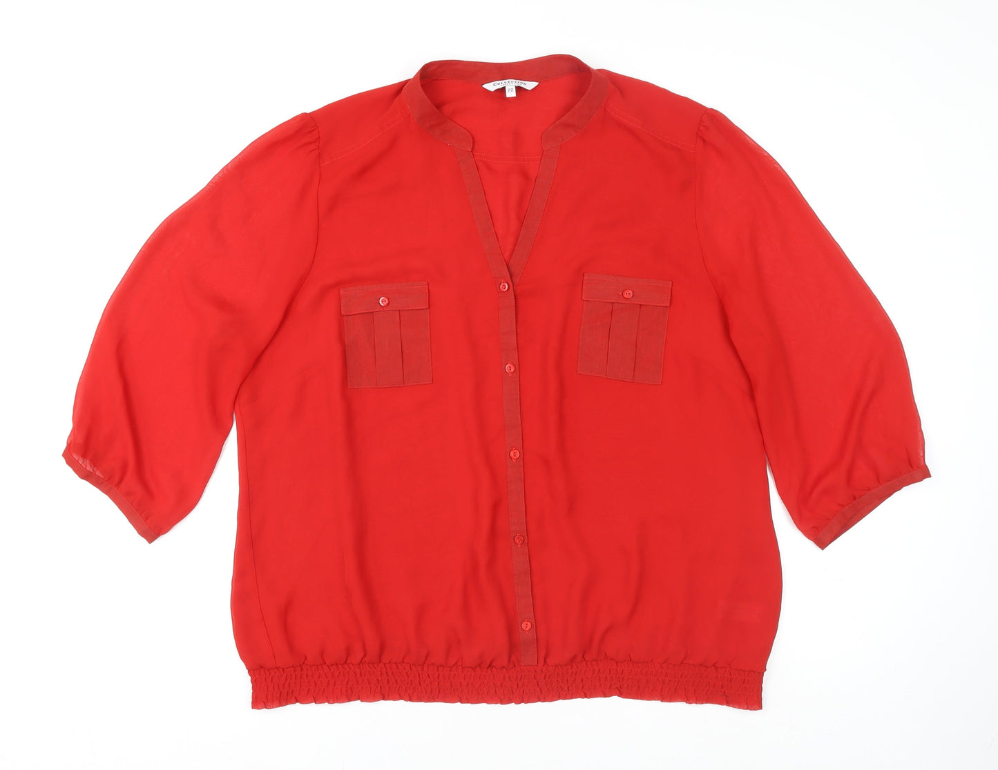 Debenhams Women’s Red 3/4 Sleeve Button Blouse Size 22