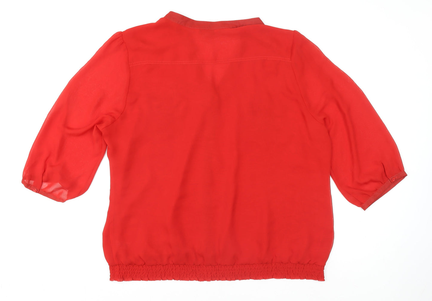 Debenhams Women’s Red 3/4 Sleeve Button Blouse Size 22