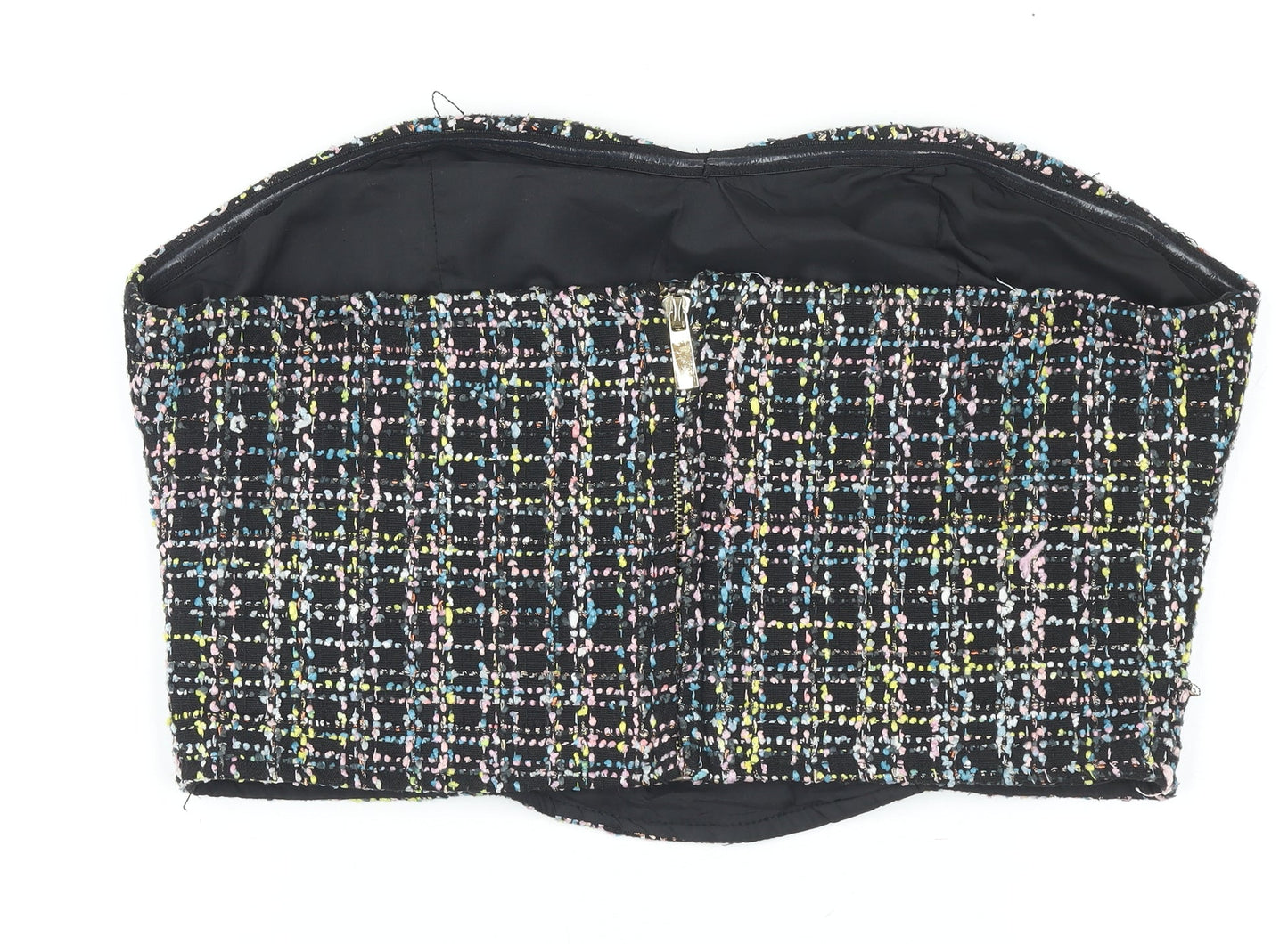 Oasis Womens Multicoloured Tweed Strapless Cropped Top Size 14