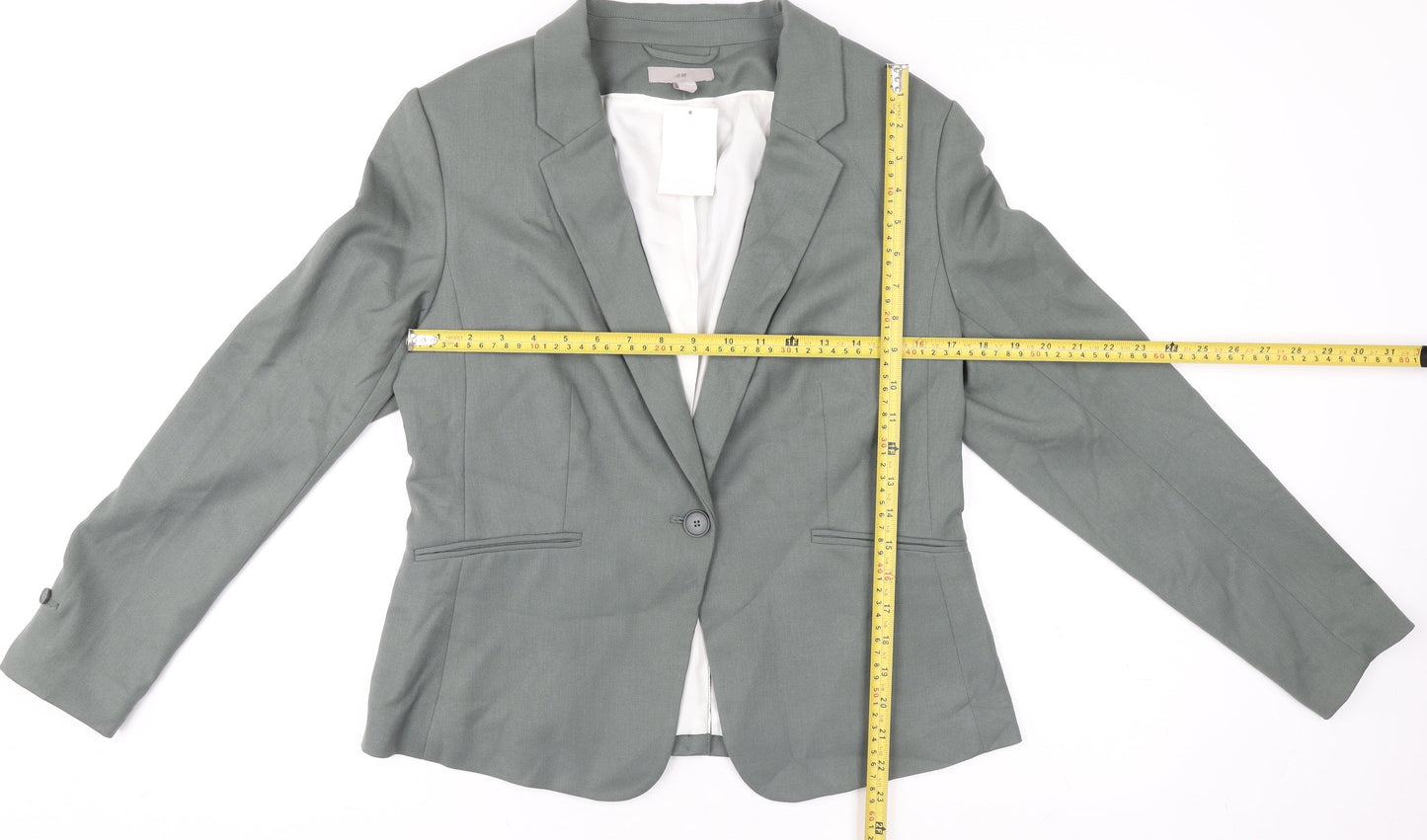 H&M Women’s Green Tailored Single-Breasted Blazer UK 16
