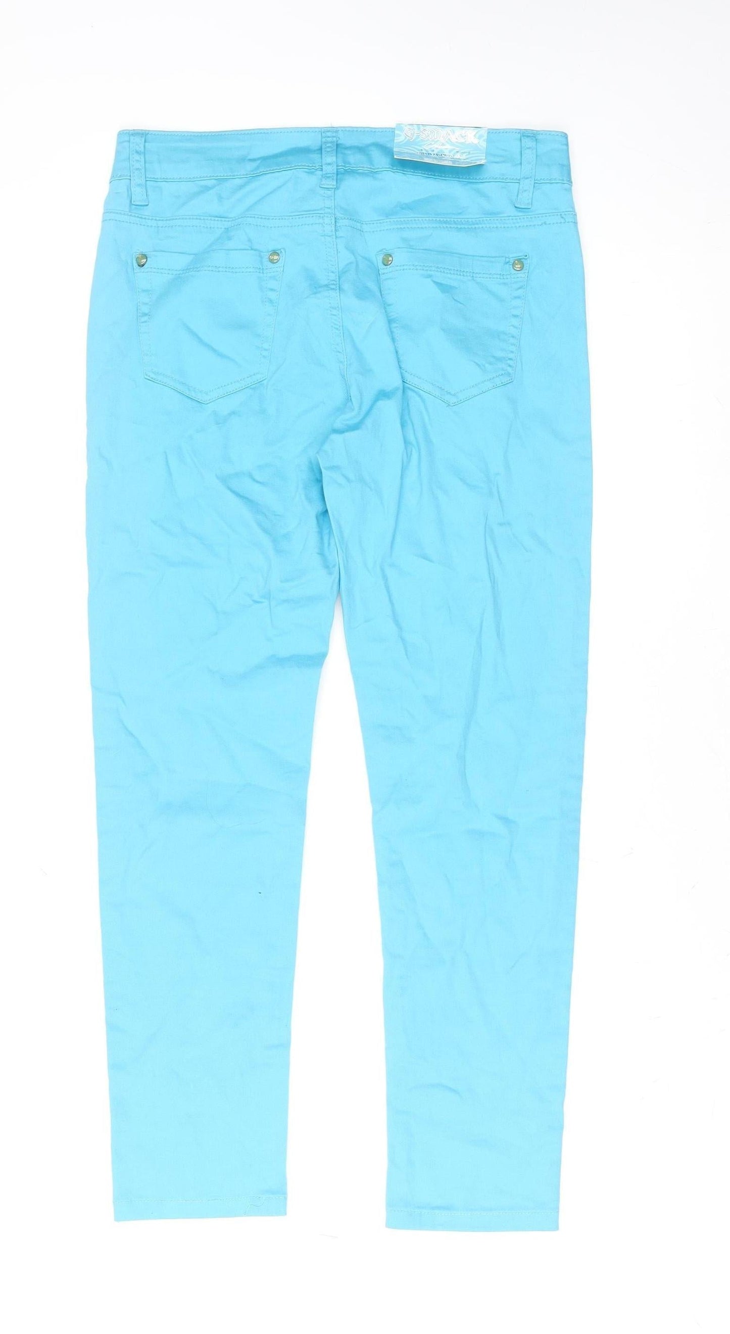 G-Smack Women's Blue Straight Fit Stretch Denim Jeans M
