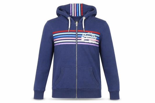 Unisex Adults UK 10 Regular Superdry Blue Full Zip Hoodie
