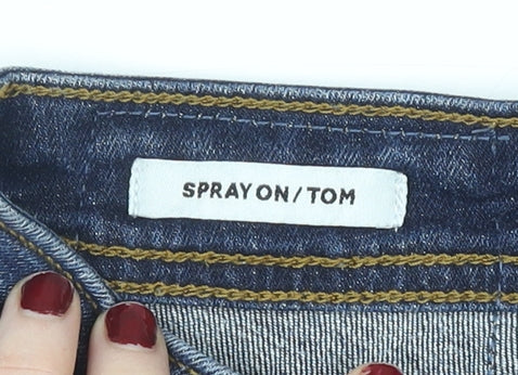 Jack & Jones Men Blue Slim Spray On Tom Skinny Distressed Jeans 32W 32L