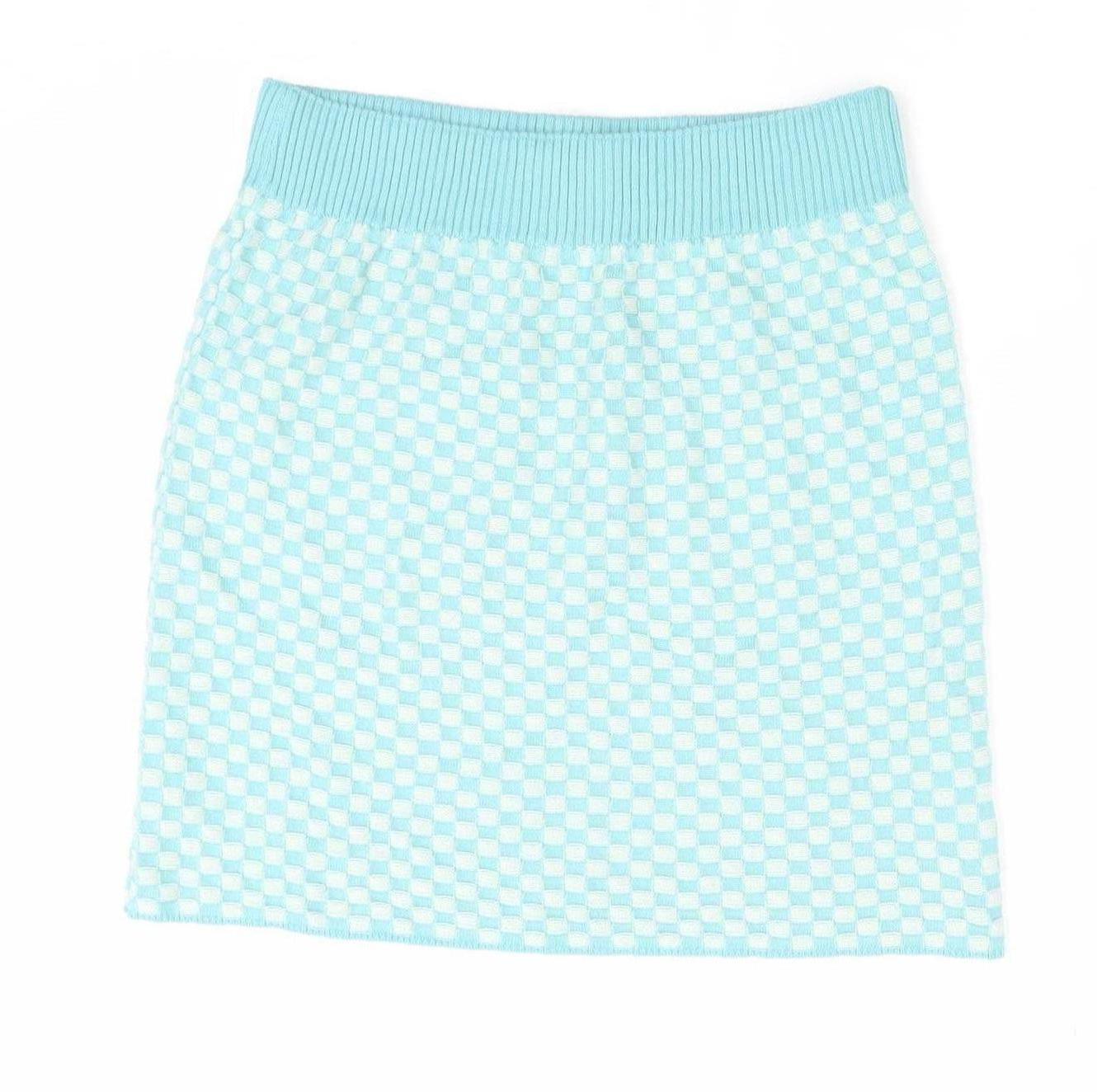 Charleen x Dressie.ie Women’s Blue Check Knit Mini Skirt One Size