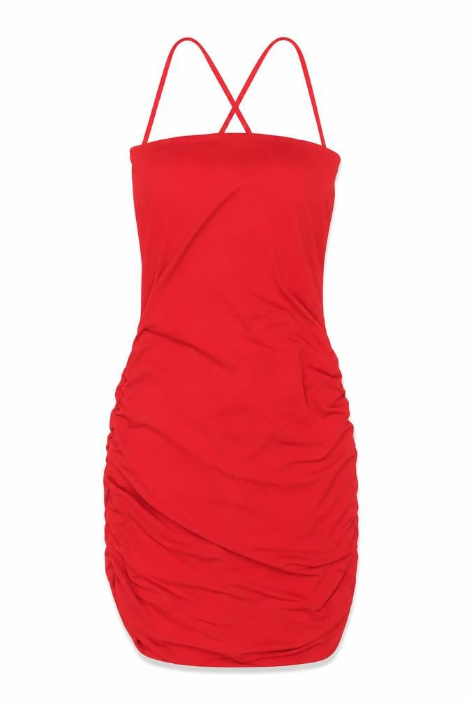 Flounce London Women’s Red Size 10 Ruched Bodycon Party Dress