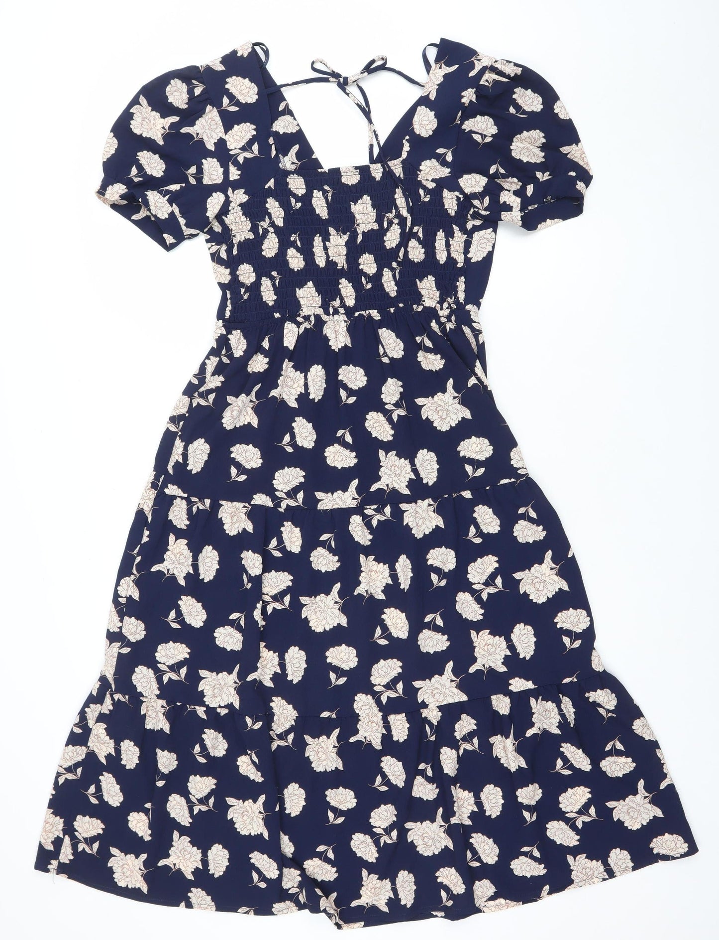 Monteau Los Angeles Women Blue Floral Fit & Flare Dress XS