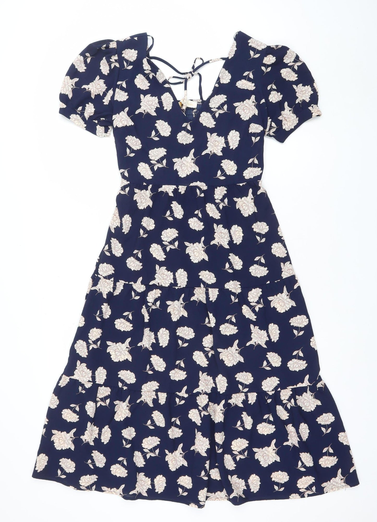 Monteau Los Angeles Women Blue Floral Fit & Flare Dress XS