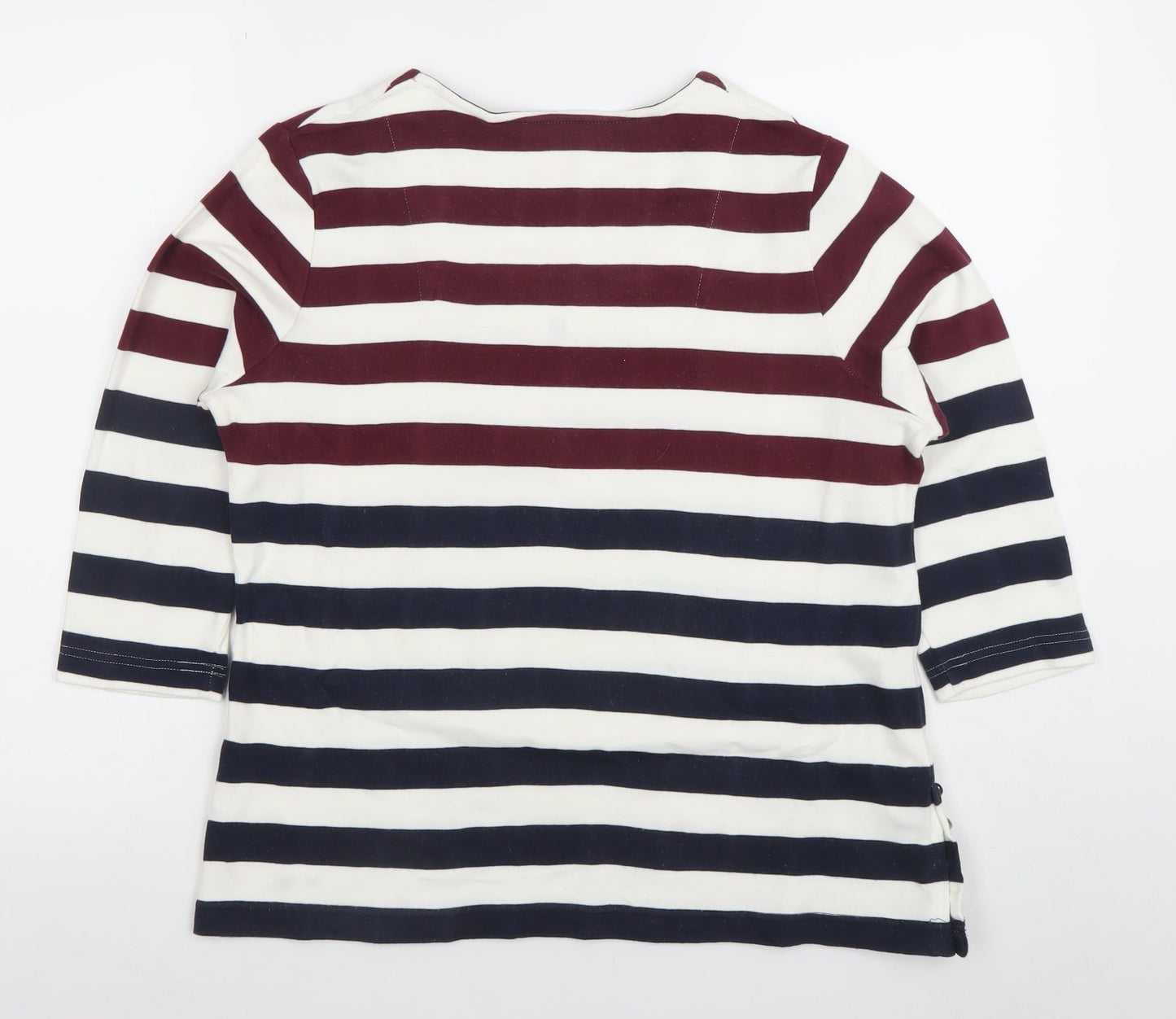 Gerry Weber Women’s Multicoloured Striped 3/4 Sleeve Cotton Stretch Top Size 16