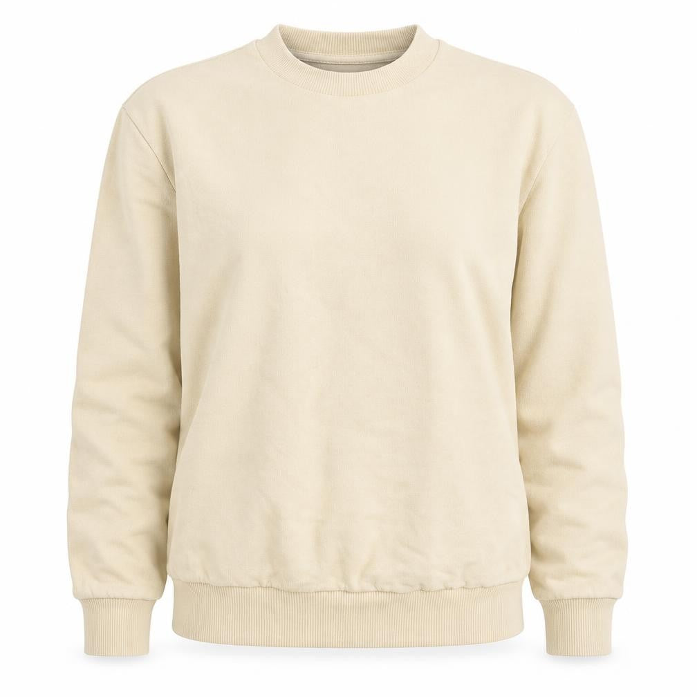 Collusion Women Beige Crew Neck Pullover Sweatshirt Size S 100% Cotton