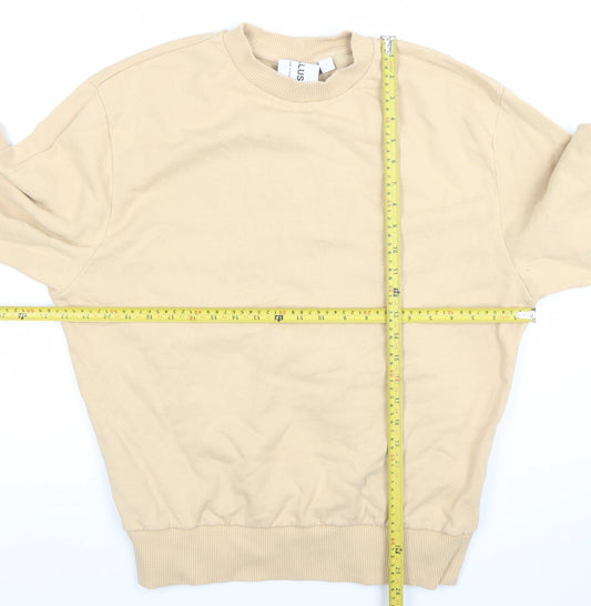 Collusion Women Beige Crew Neck Pullover Sweatshirt Size S 100% Cotton