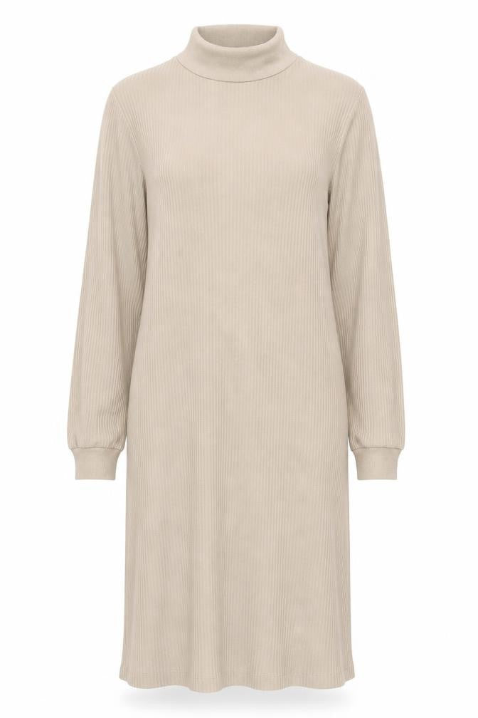 ASOS DESIGN Women Beige Size 10 Roll Neck Ribbed Bodycon Midi Dress