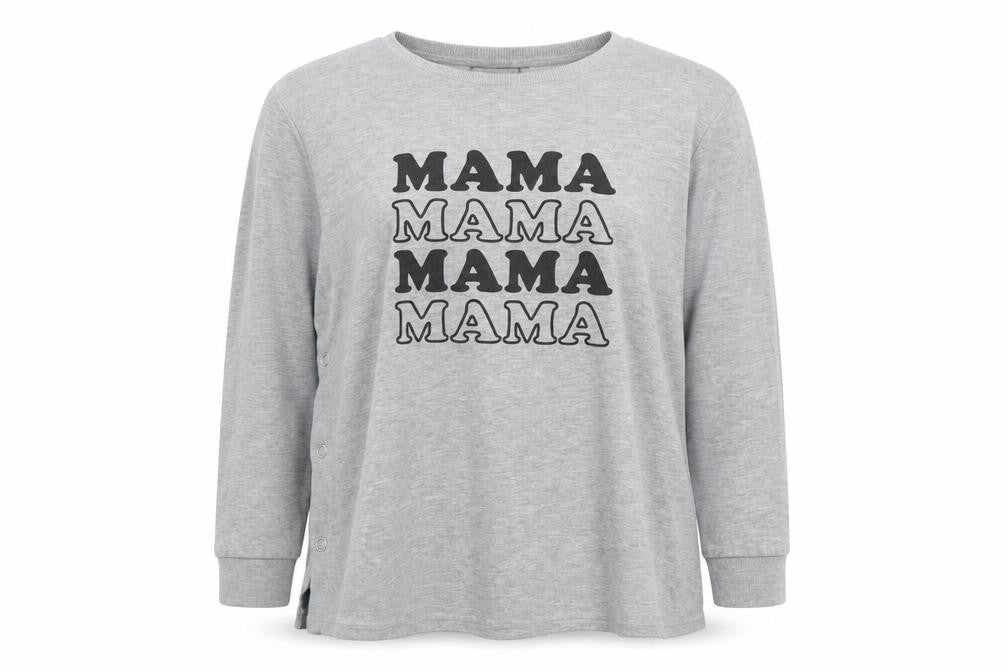 Front view of ASOS Women Grey MAMA Sweatshirt, size 14, Cotton Blend Pullover