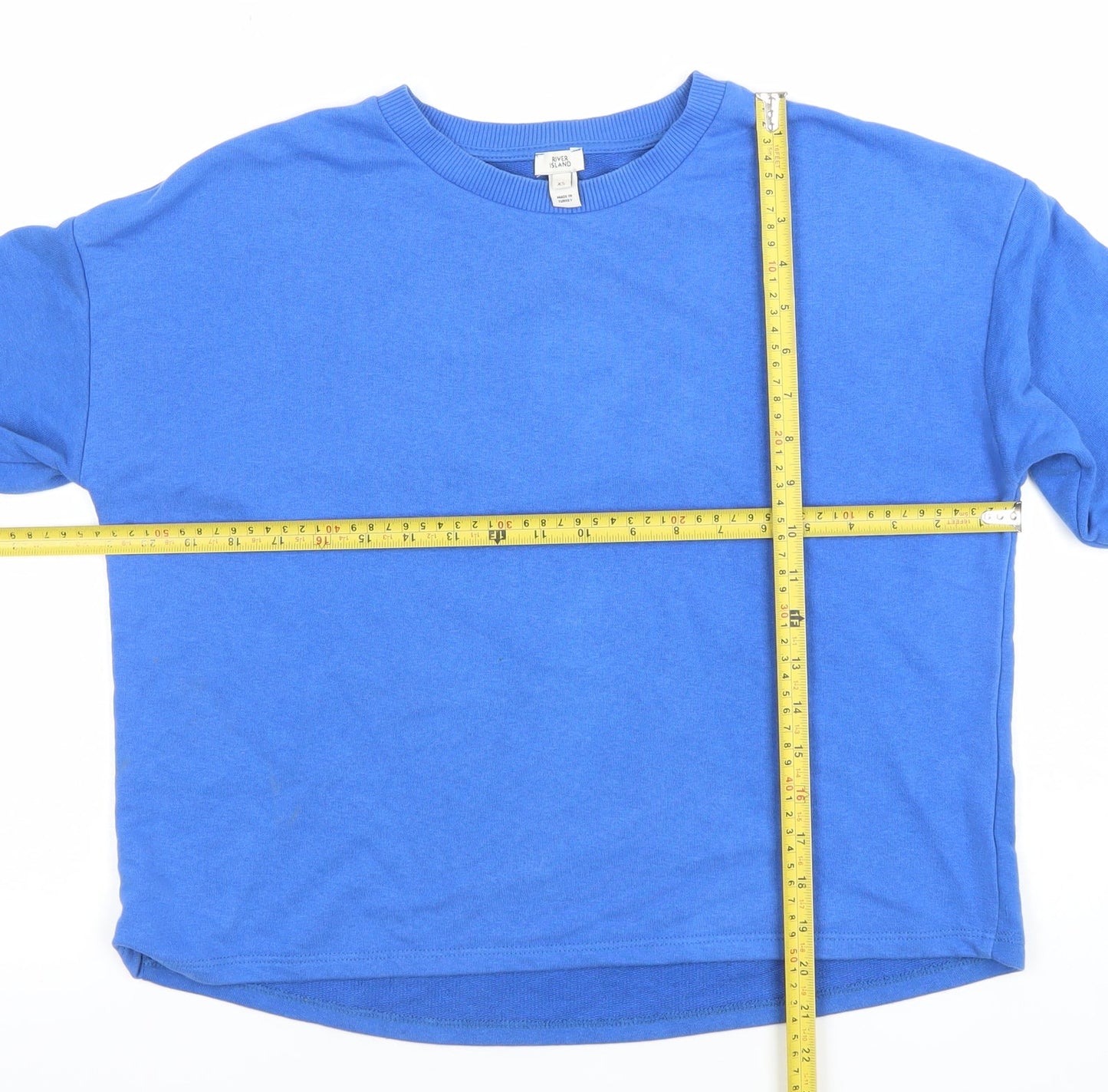 River Island Womens Blue XS Pullover Sweatshirt Cotton Blend