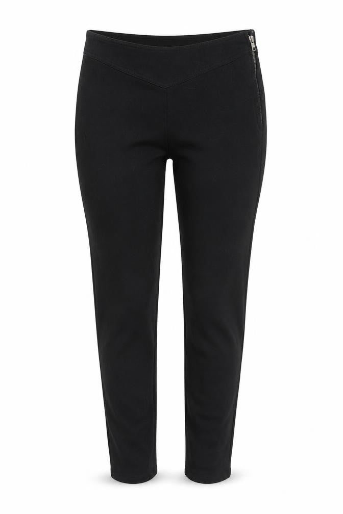 Front view of FC Jeans Women’s Black Skinny Jeans, size UK 12, Stretch Zip Hem