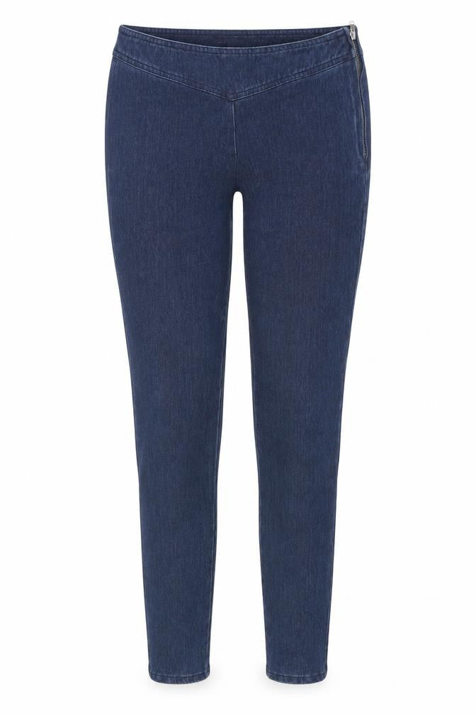 Front view of FC Jeans Women's Blue Skinny Denim Jeggings UK 12 with Ankle Zip