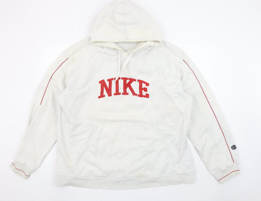Nike Men's White Pullover Hoodie L Athletic Fleece Sweatshirt