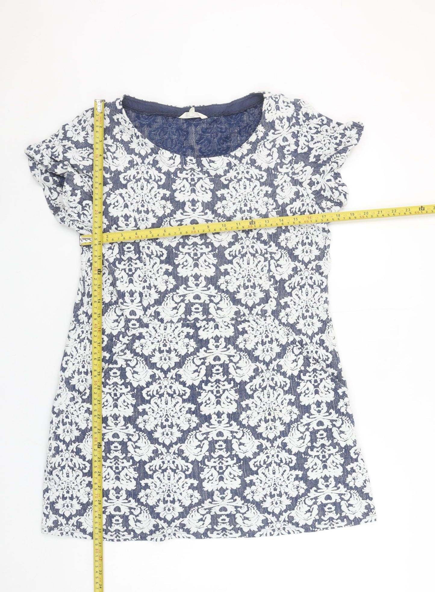 White Stuff Women’s Blue Jacquard Shift Dress Size 14