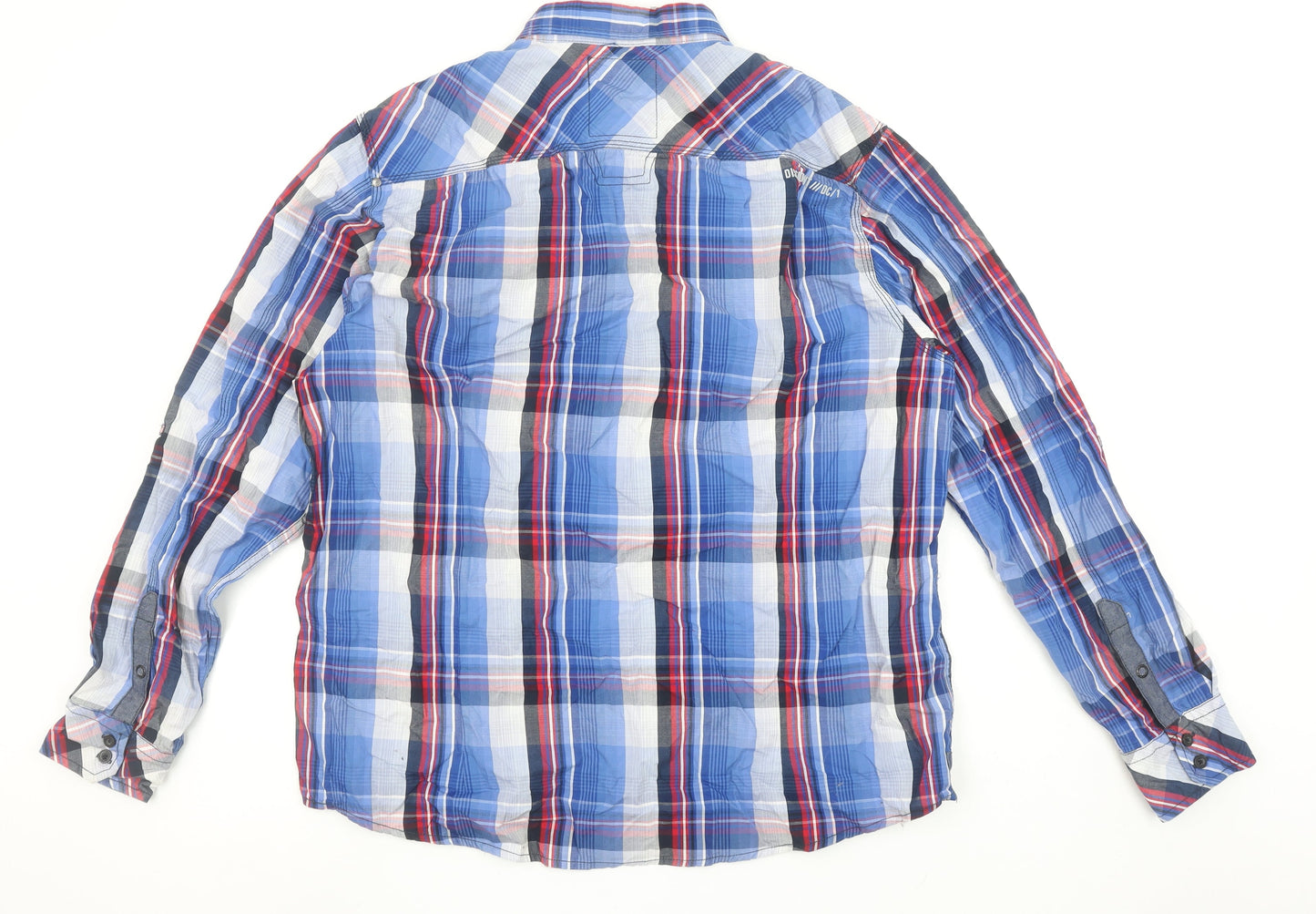 Dissident Men's Blue Check Long Sleeve Button-Up Cotton Shirt 2XL