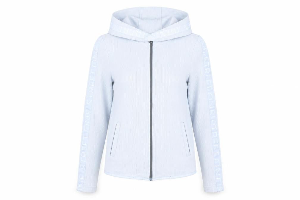 Street One Women Blue Full Zip Hoodie Size 10 Cotton Blend