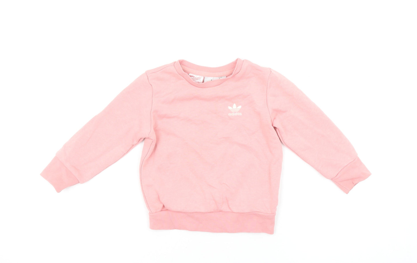 Adidas Girls Pink Sweatshirt 18-24 Months Crew Neck Logo Pullover