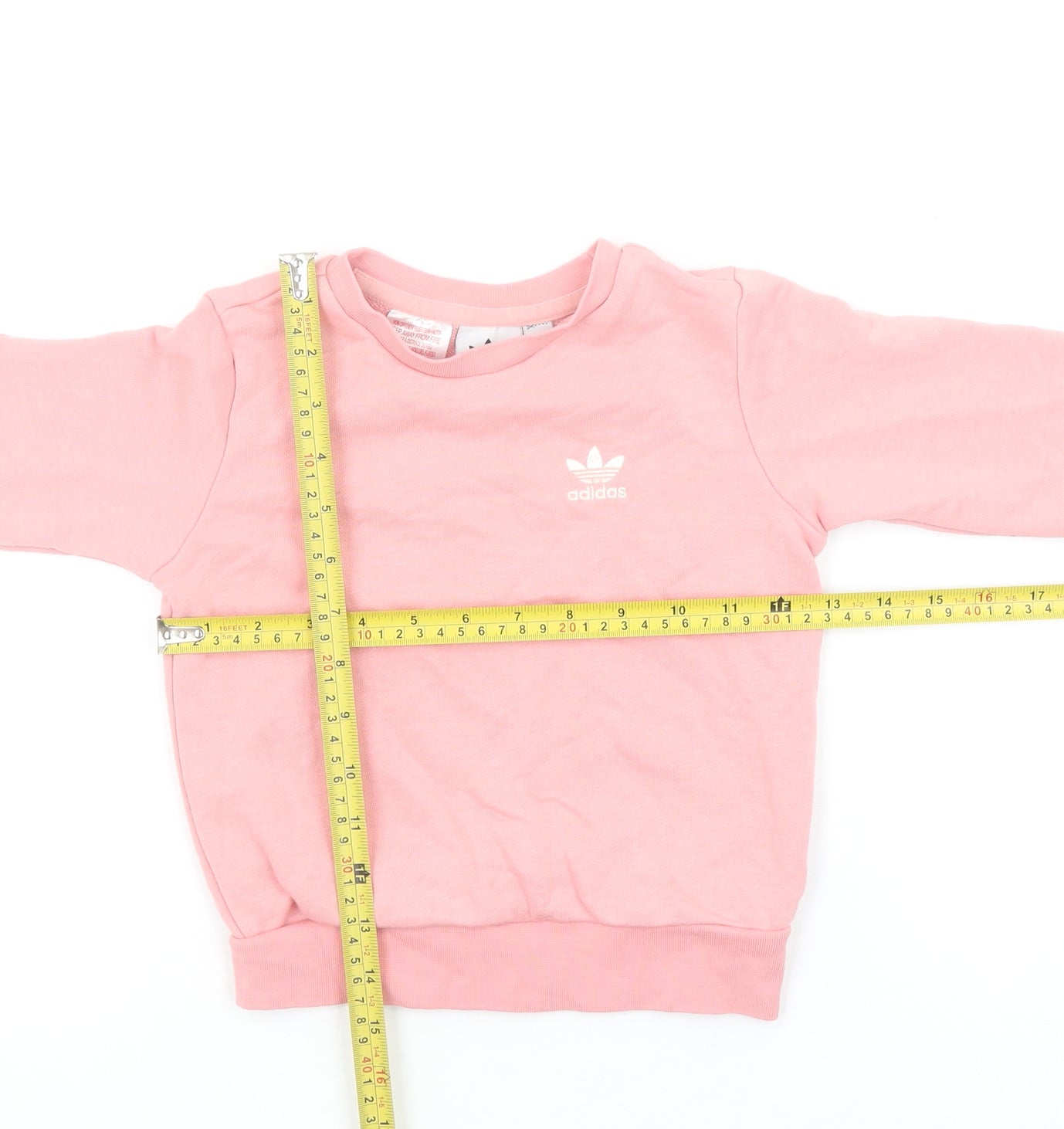 Adidas Girls Pink Sweatshirt 18-24 Months Crew Neck Logo Pullover