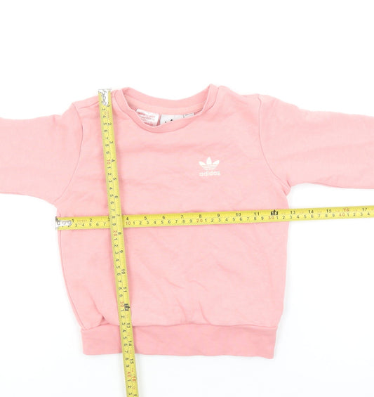 Adidas Girls Pink Sweatshirt 18-24 Months Crew Neck Logo Pullover
