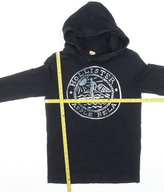 Hollister Men Black Small Pullover Hoodie Paddle Relay Cotton