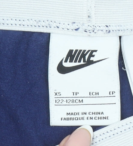 Nike Girls Blue Sports Ankle Leggings Size 7 Years Stretch Cotton