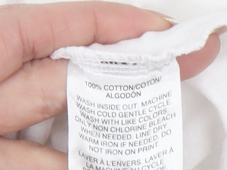 Adidas Girls White Graphic Logo Regular Fit Cotton T-Shirt - 12 Years