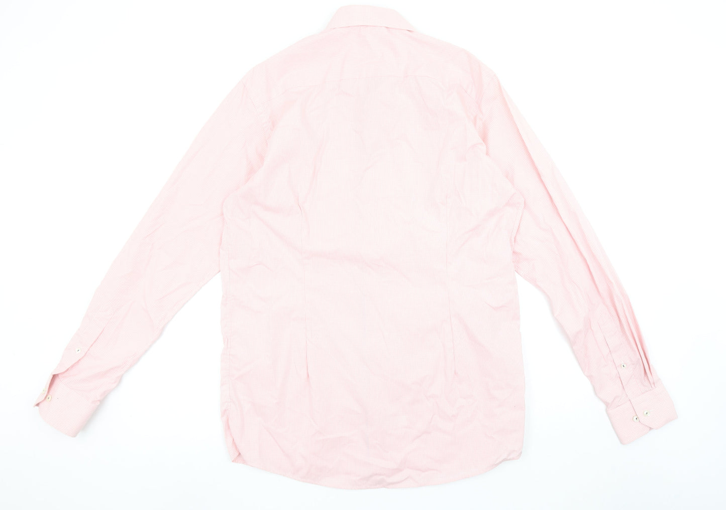 Eton Men's Pink Slim Fit Check Long Sleeve Button-Up Cotton Shirt Size 16