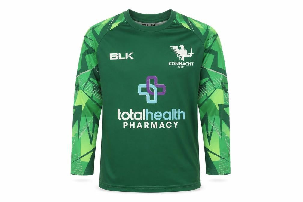 BLK Boys Green Connacht Rugby Long Sleeve Athletic Top Size 8 Years