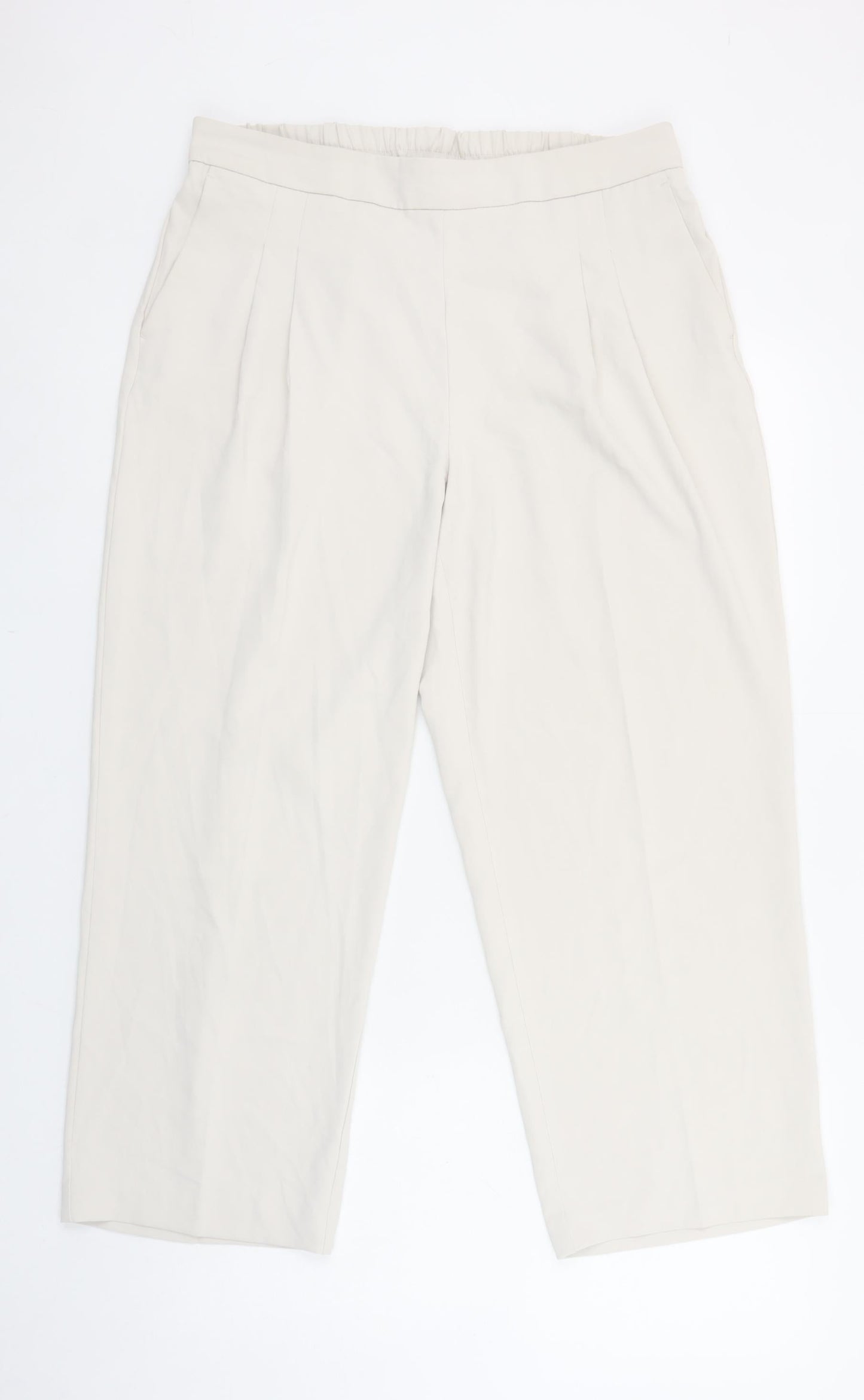 Rachel Zoe Womens Beige Cropped Trousers Size 14