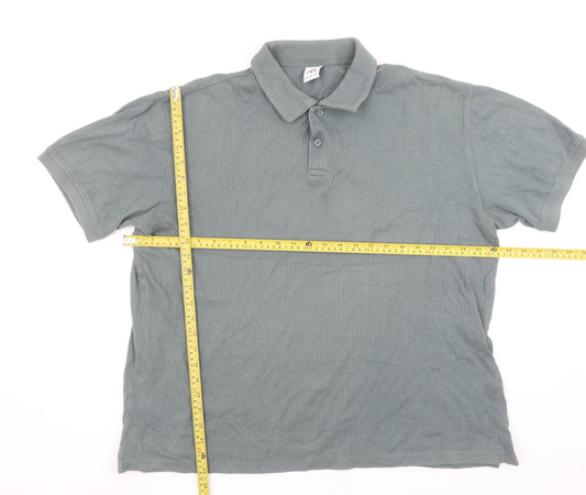 Zara Men’s Grey Cotton Short Sleeve Polo Shirt Size L Regular Fit
