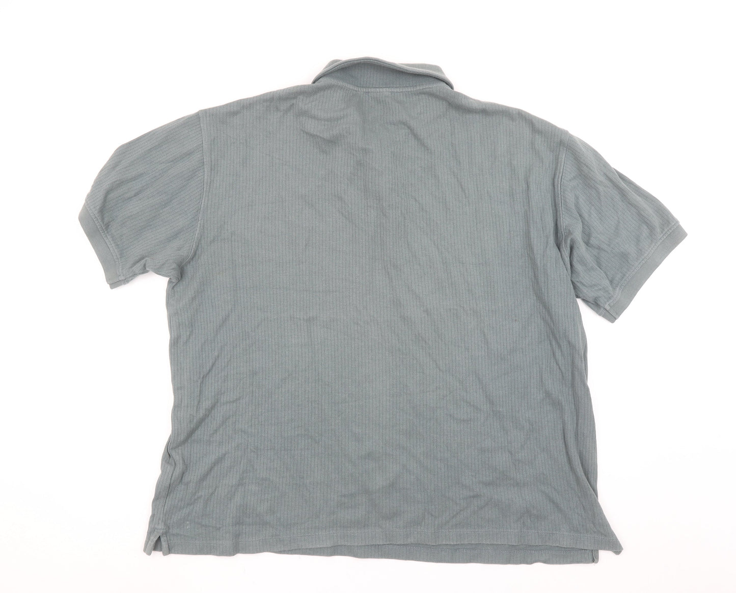 Zara Men’s Grey Cotton Short Sleeve Polo Shirt Size L Regular Fit