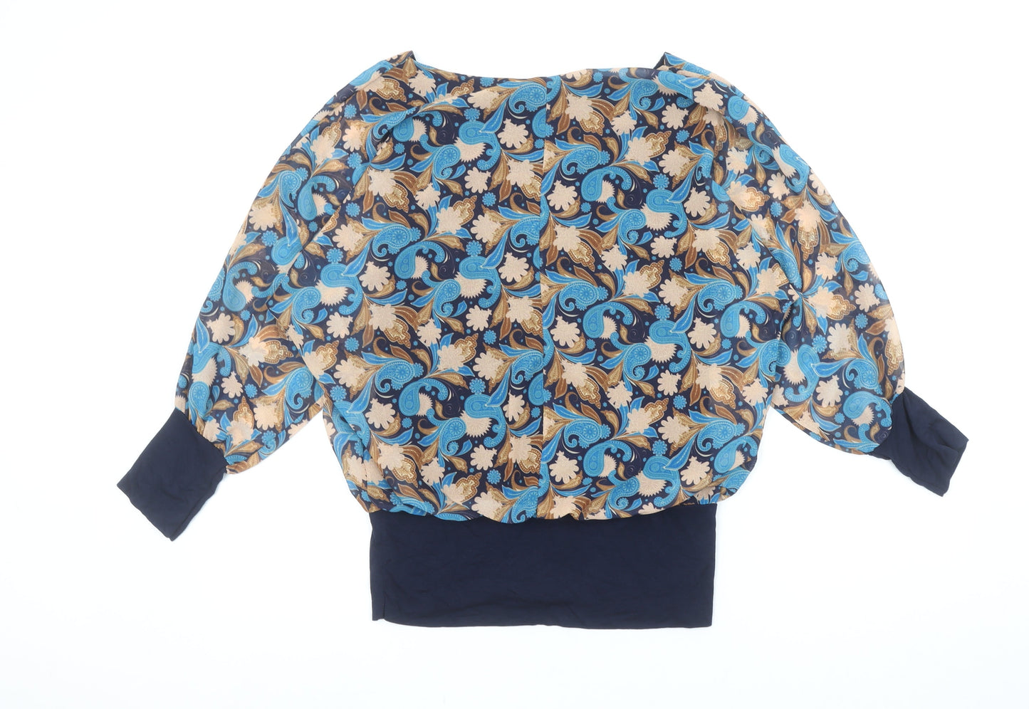 LilJen Women's Blue Paisley Tunic Blouse Size M Lightweight Chiffon Top