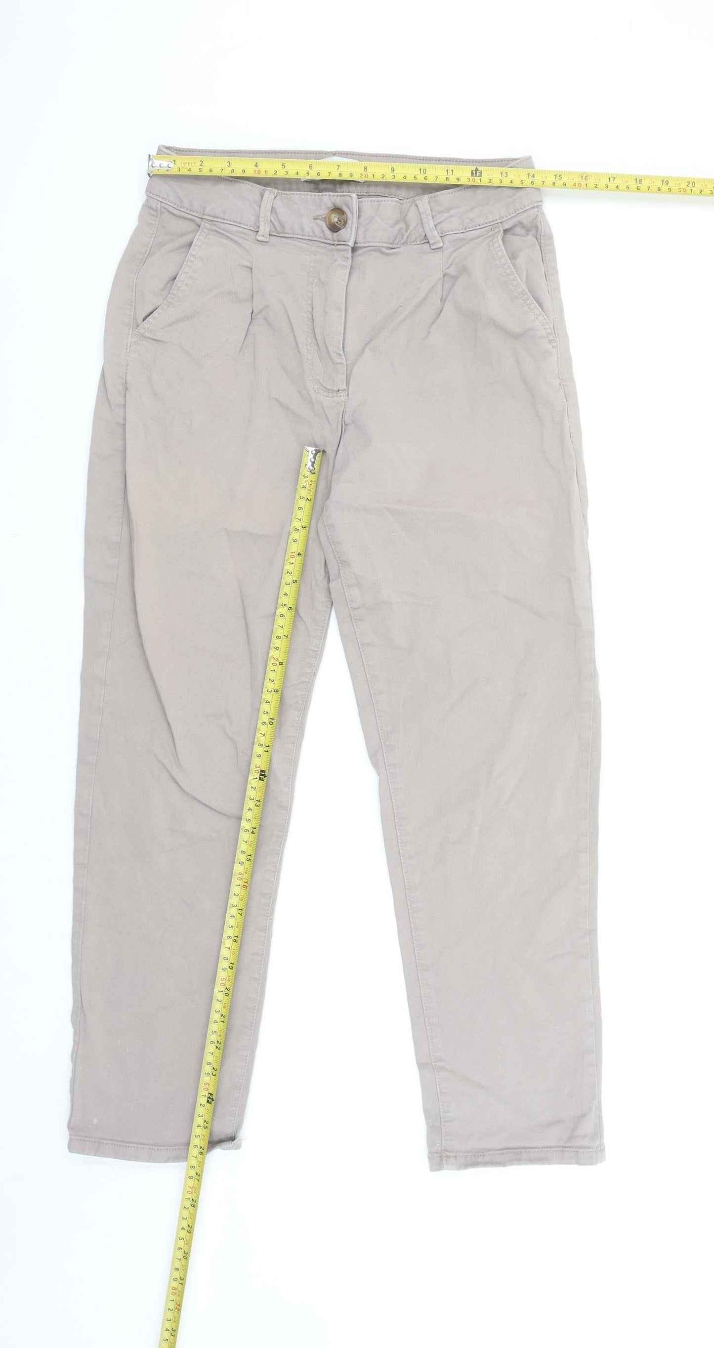 Primark Women’s Beige Straight Jeans Size 10 Regular Fit Zip Button