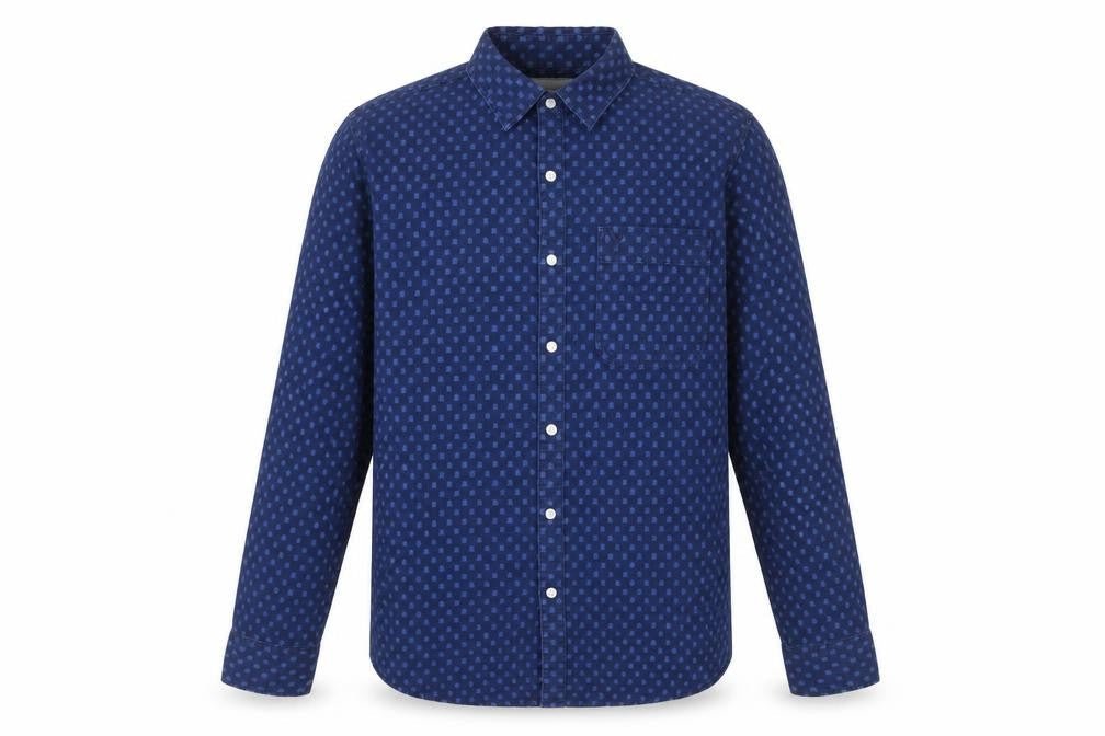 American Eagle Men’s Blue Slim Fit Long Sleeve Cotton Button-Up Shirt Size L
