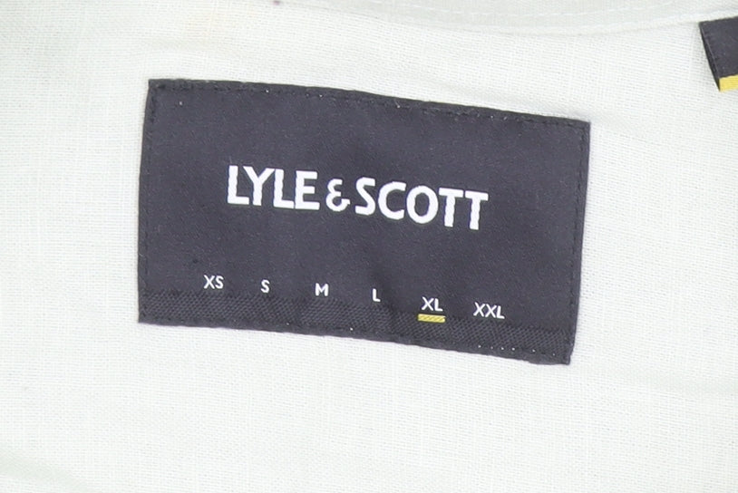 Lyle & Scott Men's Beige Linen Cotton Long Sleeve Button-Up Shirt XL