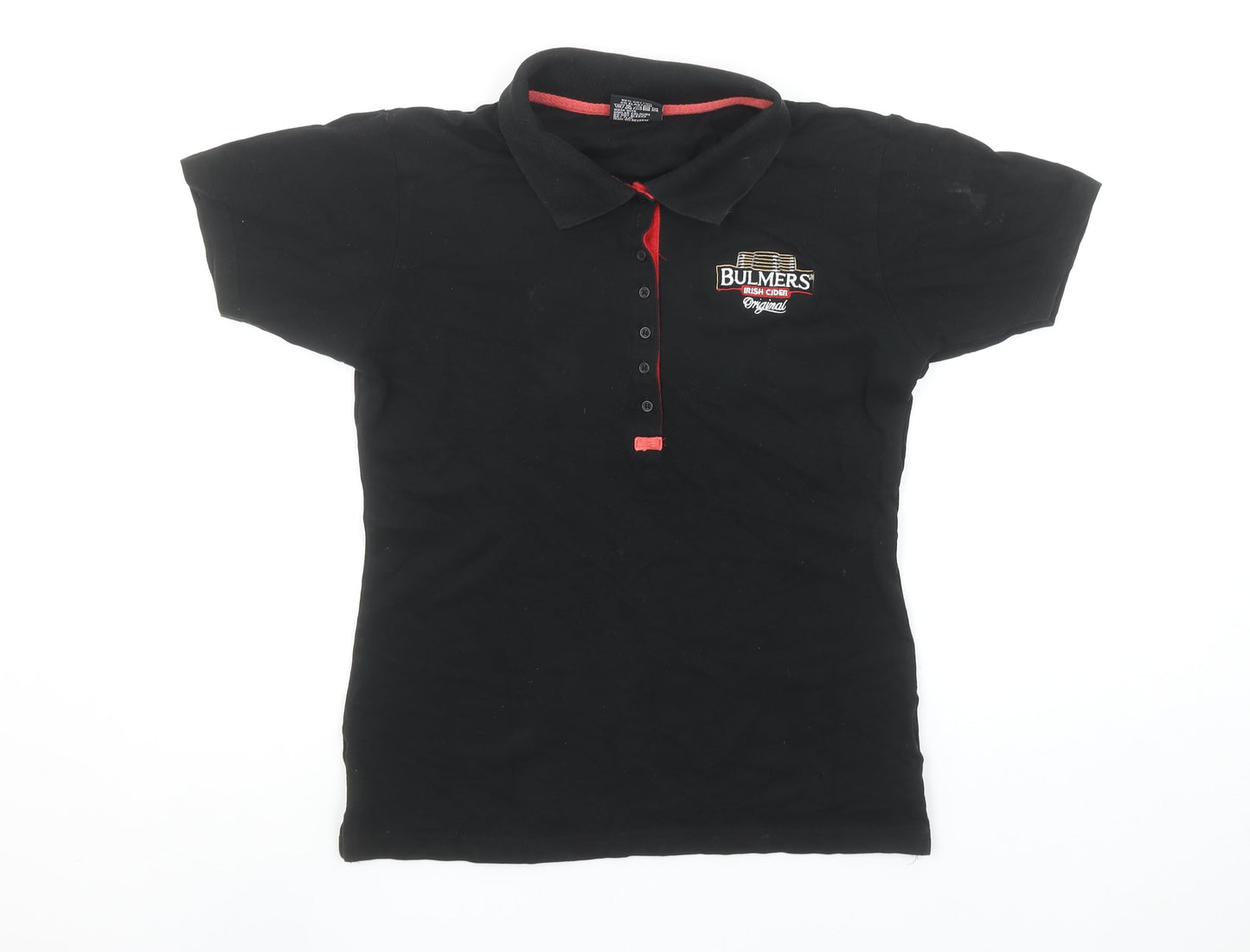 Bulmers Women's Black Polo Shirt Size M Short Sleeve Cotton Stretch