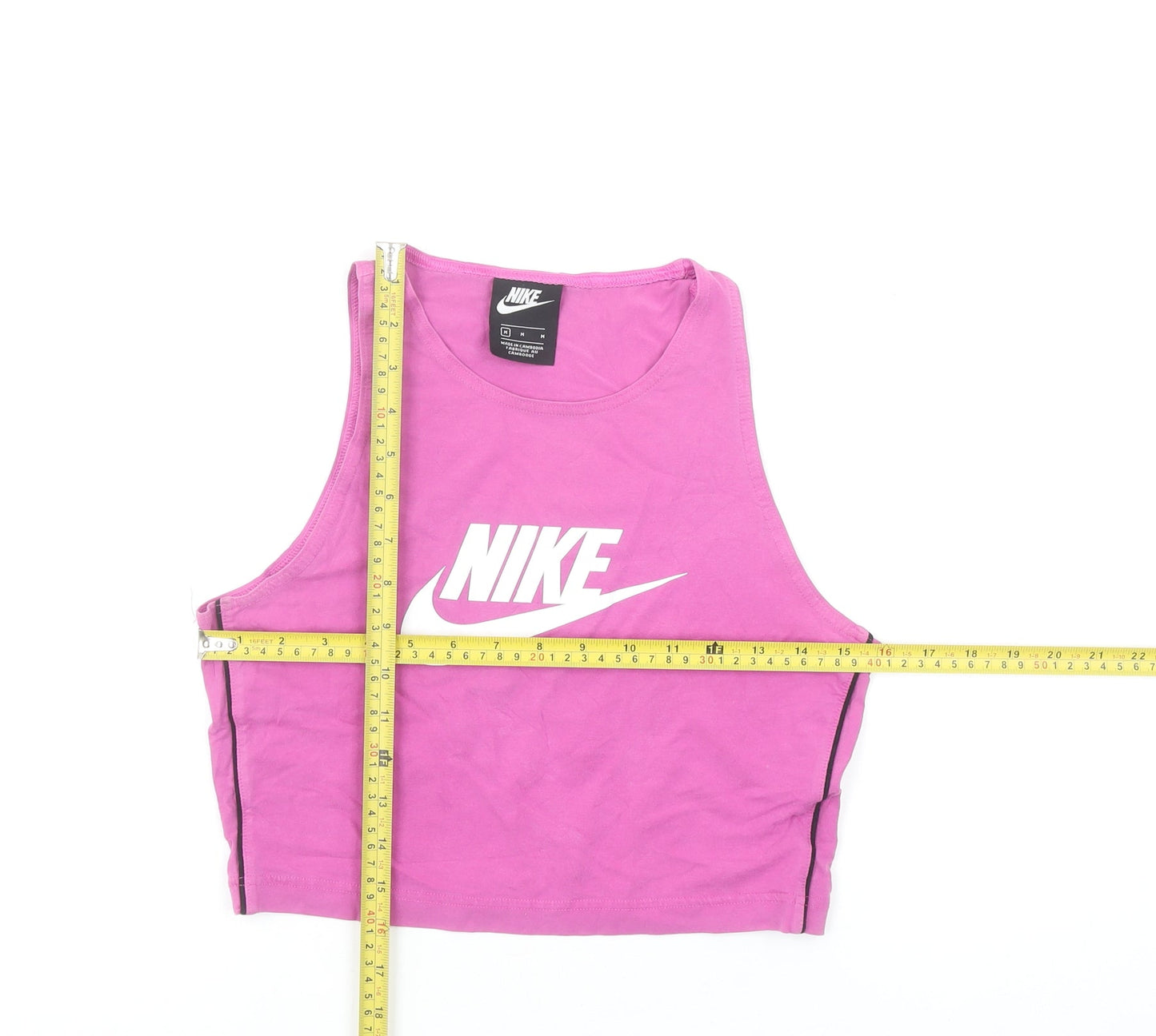 Nike Women Pink Cropped Tank Top M Sports Jersey Activewear