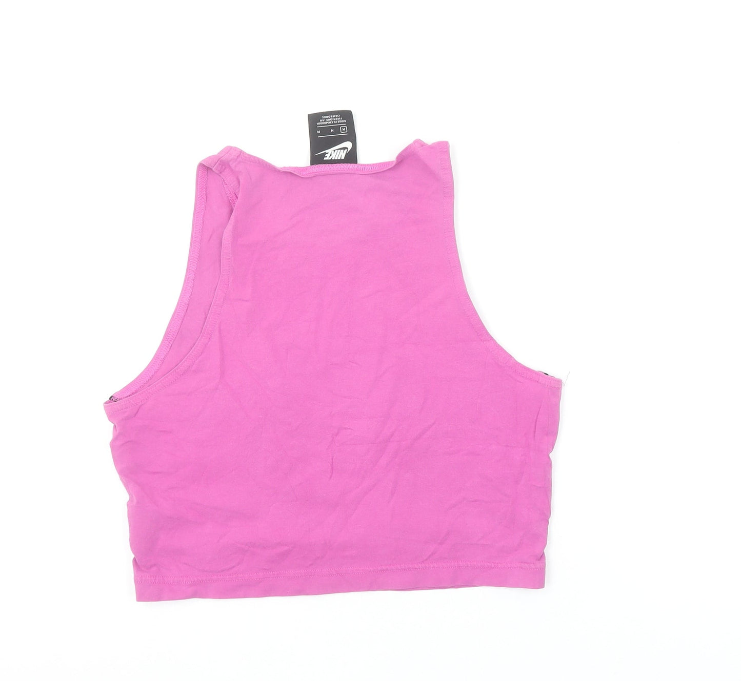 Nike Women Pink Cropped Tank Top M Sports Jersey Activewear