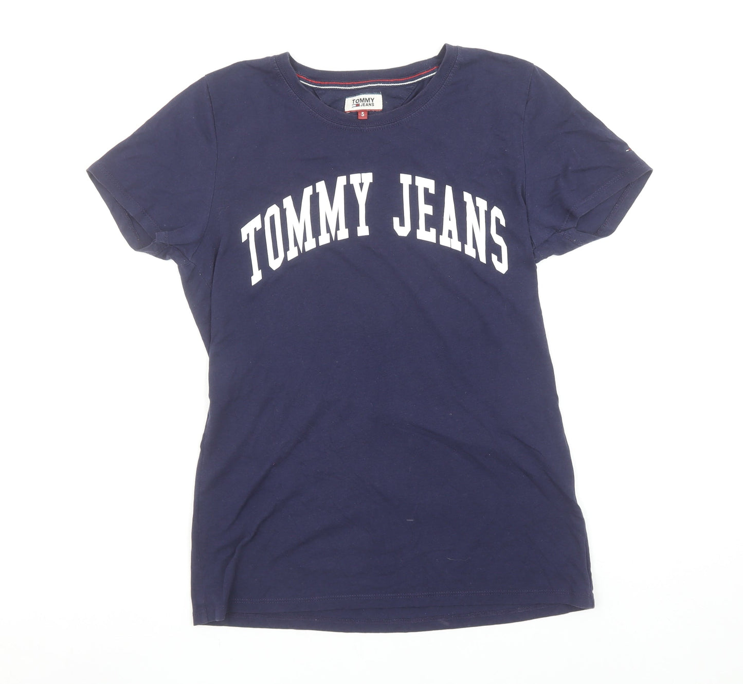 Tommy Jeans Womens Blue Cotton Logo T-Shirt Size S Casual Top