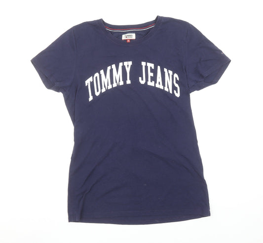 Tommy Jeans Womens Blue Cotton Logo T-Shirt Size S Casual Top