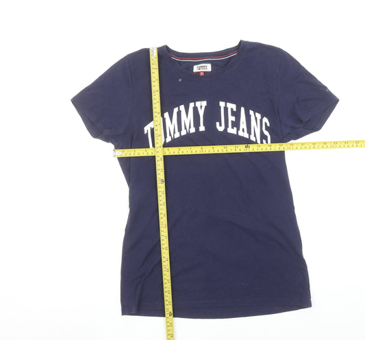 Tommy Jeans Womens Blue Cotton Logo T-Shirt Size S Casual Top