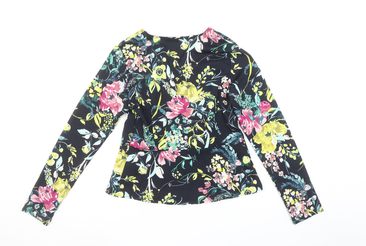 Vero Moda Womens Black Floral Wrap Blouse XS Long Sleeve Polyester