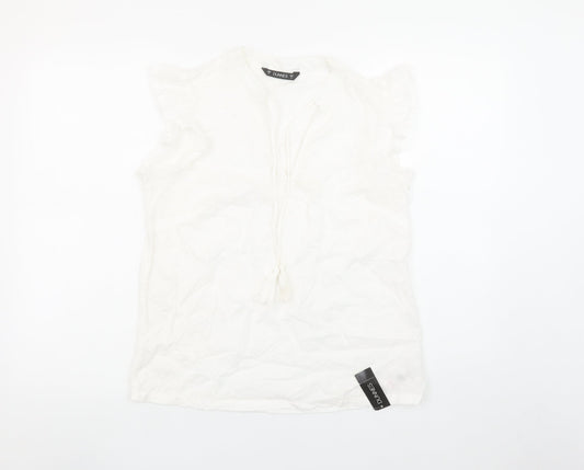 Dunnes Women’s White Cotton Tassel Tunic Blouse Size S