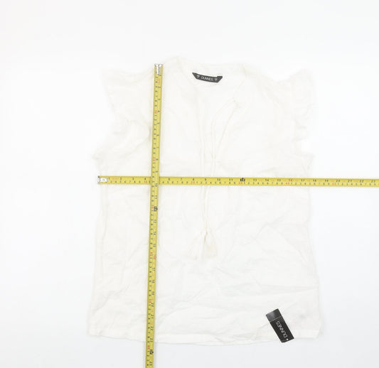 Dunnes Women’s White Cotton Tassel Tunic Blouse Size S