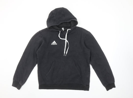 Adidas Womens Black Small Pullover Hoodie Cotton Blend